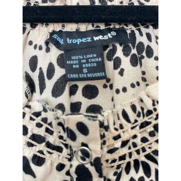 Saint Tropez West 100% Linen Floral Blouse Top Size Small Y2k Neutral G42 - Picture 11 of 11